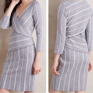 Maeve Anthro striped wrap column dress NWT